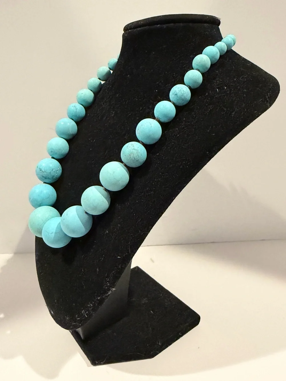 Turquoise Graduated Large Bead Statement Necklace 925 Sterling Silver Clasp